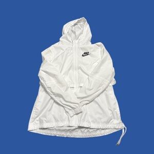 Nike White Hooded Zip Windbreaker